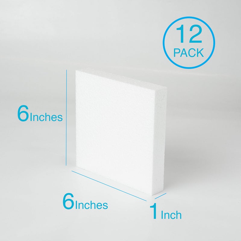 SilverlakeLLC Silverlake 6x6x1 Craft Foam Squares for Styrofoam Board Projects (12-Pack) - Image 3